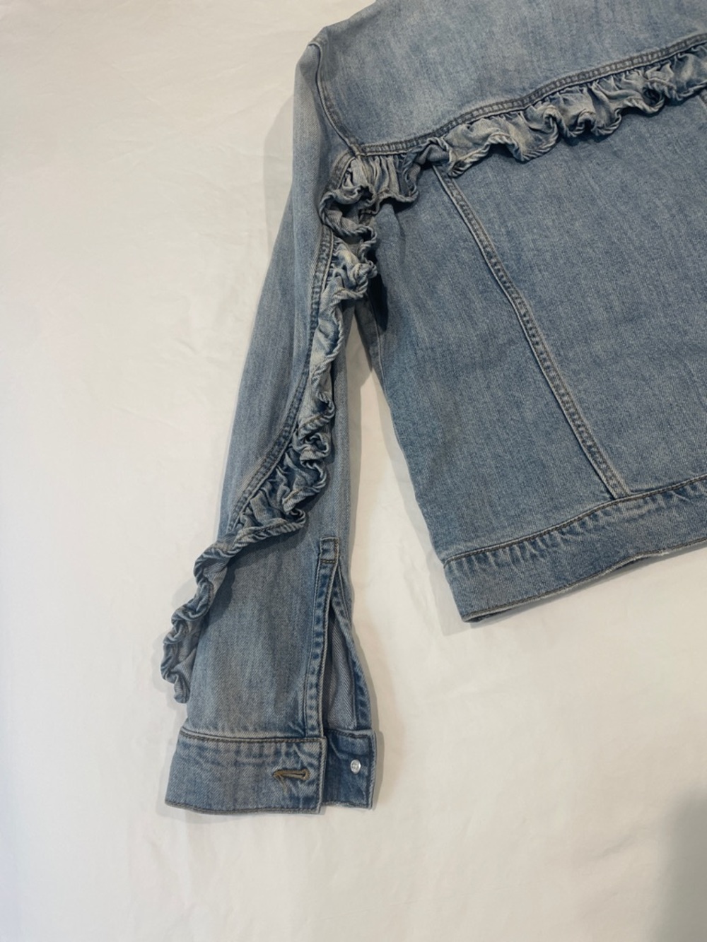 bp Light Blue Ruffle-Trim Denim Jacket - Picture 5 of 7